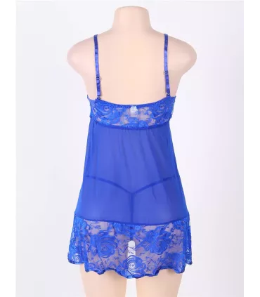 Camisón corto de encaje con escote en V
