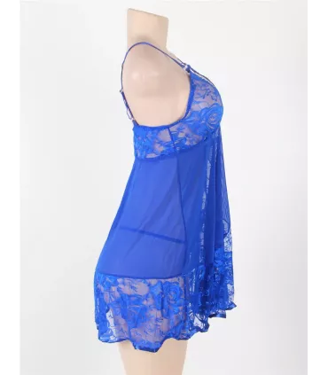 Camisón corto de encaje con escote en V