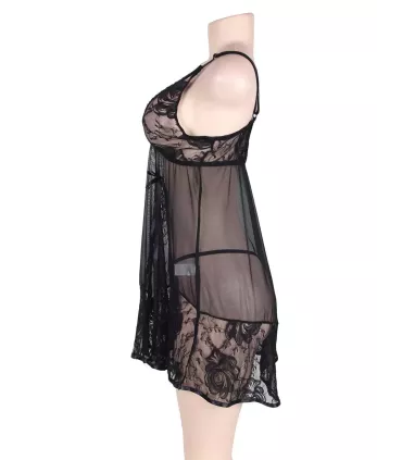 Camisón corto de encaje con escote en V