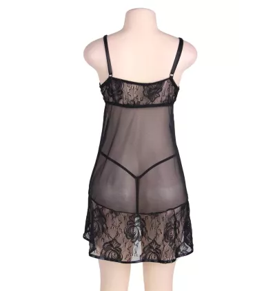 Camisón corto de encaje con escote en V