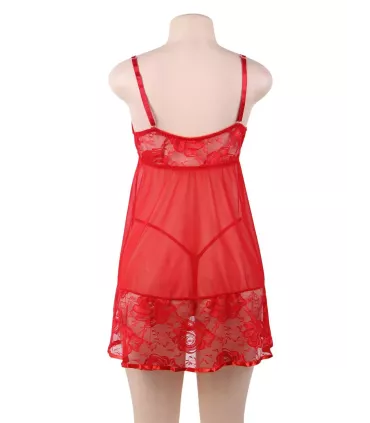 Camisón corto de encaje con escote en V