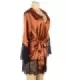 Elegant Sleepwear Silk Eyelash Lace Long Sleeves Blue Nightdress 23