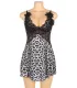 Babydoll leopardo con encaje floral | Loto Atelier