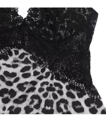 Babydoll leopardo con encaje floral | Loto Atelier