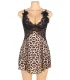 Babydoll leopardo con encaje floral | Loto Atelier