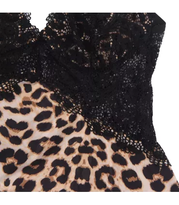 Babydoll leopardo con encaje floral | Loto Atelier