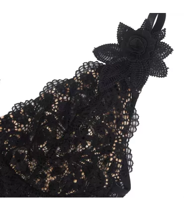 Babydoll leopardo con encaje floral | Loto Atelier