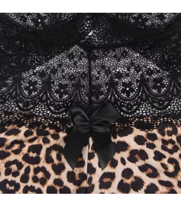 Babydoll leopardo con encaje floral | Loto Atelier