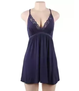 Stretchy Nightdress Deep V-neck Modal Sleepwear with G String 3