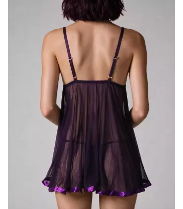 Camisón de noche con encaje y pedrería | Loto Atelier