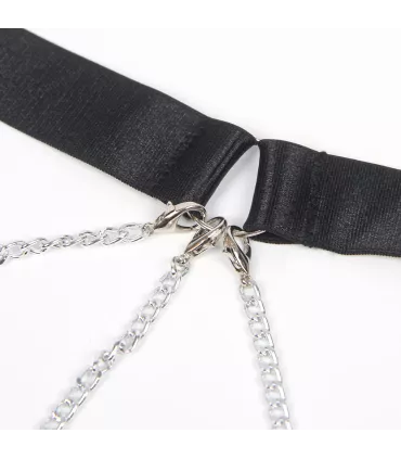 Body de tirantes con cadena de malla negra