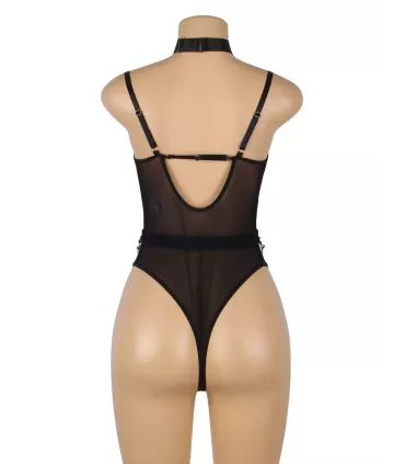 Body de tirantes con cadena de malla negra