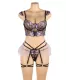 Conjunto de sujetador morado bordado
