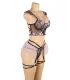 Conjunto de sujetador morado bordado