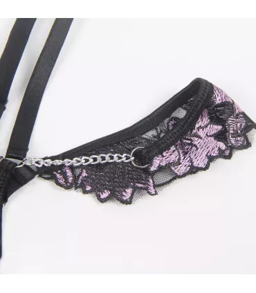 Conjunto de sujetador morado bordado