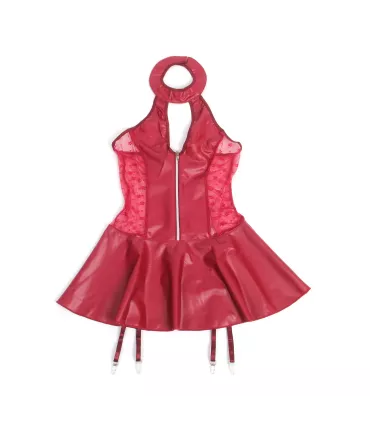 Vestido de cuero sintético con cuello halter