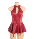 Vestido de cuero sintético con cuello halter