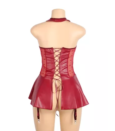 Vestido de cuero sintético con cuello halter