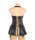 Vestido de cuero sintético con cuello halter