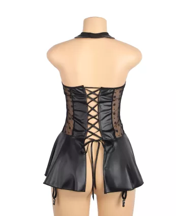 Vestido de cuero sintético con cuello halter