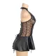 Vestido de cuero sintético con cuello halter