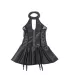 Vestido de cuero sintético con cuello halter