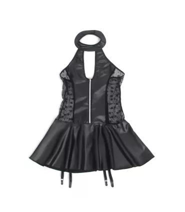 Vestido de cuero sintético con cuello halter