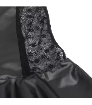 Vestido de cuero sintético con cuello halter