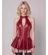 Vestido de cuero sintético con cuello halter