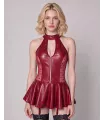 Vestido de cuero sintético con cuello halter