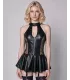Vestido de cuero sintético con cuello halter