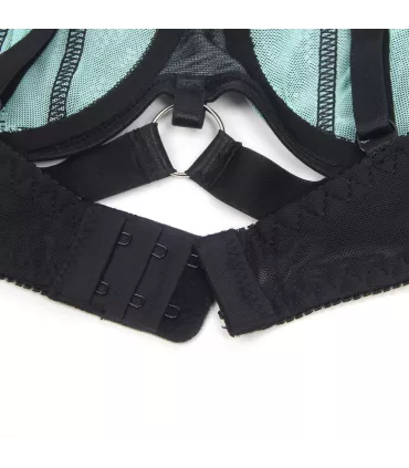 Conjunto de sujetador push-up de malla y encaje
