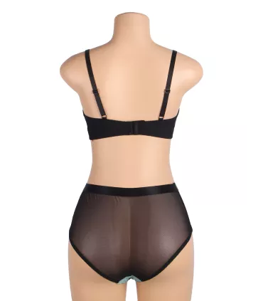 Conjunto de sujetador push-up de malla y encaje