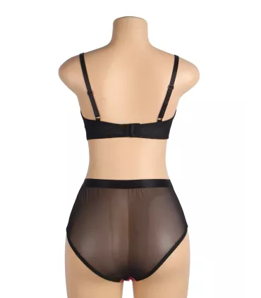 Conjunto de sujetador push-up de malla y encaje