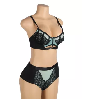 Conjunto de sujetador push-up de malla y encaje