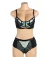 Conjunto de sujetador push-up de malla y encaje