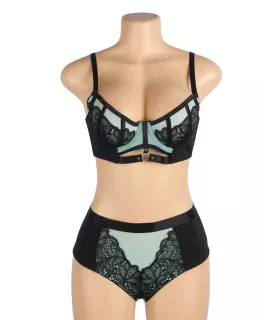 Conjunto de sujetador push-up de malla y encaje