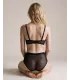 Conjunto de sujetador push-up de malla y encaje