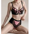 Conjunto de sujetador push-up de malla y encaje