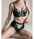 Conjunto de sujetador push-up de malla y encaje
