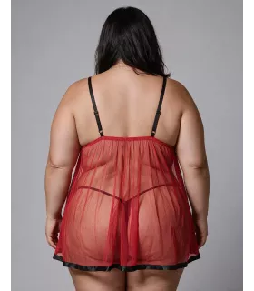 Camisón de noche con encaje y pedrería