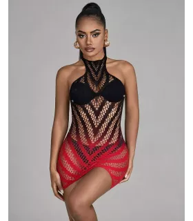 Vestido de rejilla con degradado bicolor | Loto Atelier