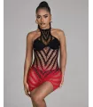 Vestido de rejilla elástico con degradado bicolor