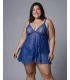 Camisón corto de encaje con escote en V
