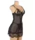 Sexy Black Soft Eyelash Lace Sheer Babydoll Set 4