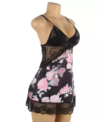 Floral Print Lace-up Babydoll Without Underwire 4