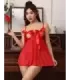 Red Sexy Bow-Knot Hollow Out Bra Open Back Side Babydoll 1