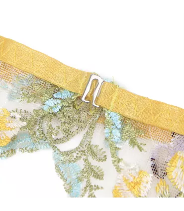 Conjunto Mimosa de bordado floral con ligas | Loto Atelier