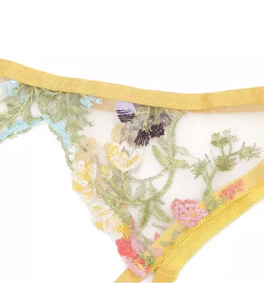Conjunto Mimosa de bordado floral con ligas | Loto Atelier