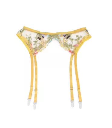 Conjunto Mimosa de bordado floral con ligas | Loto Atelier